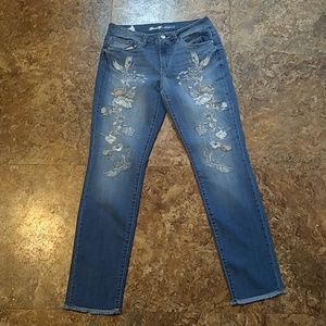 Seven 7 Slim Straight Jeans 8 Denim Embroidered